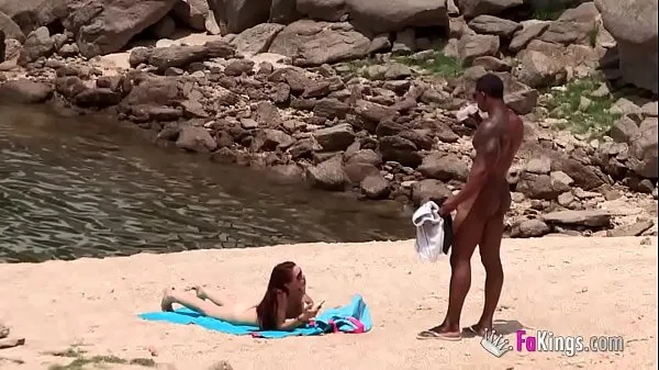 HD The massive cocked black dude picking up on the nudist beach. So easy, when you're armed with such a blunderbuss power Videos