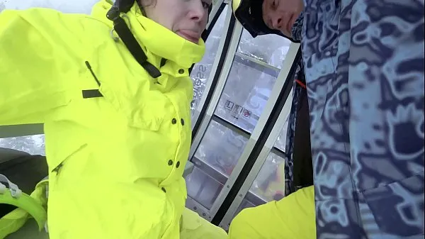 HD 4K Public cumshot on mouth in ski lift Part 1, 2 power Videos
