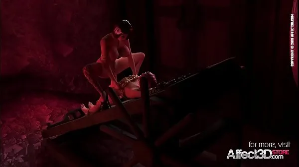 HD Big tits vampire gives a blowjob to the bondaged futanari babe in a 3d animation teljesítményű videók