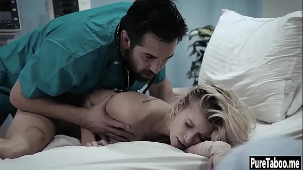 HD Helpless blonde used by a dirty doctor with huge thing power videoer
