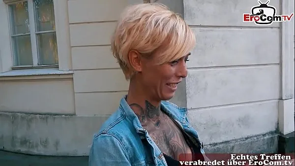HD German blonde skinny tattoo Milf at EroCom Date Blinddate public pick up and POV fuck power Videos