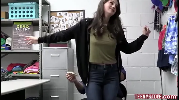 HD Brunette teen, with big tits caught shoplifting and banged hard by guard power Videos