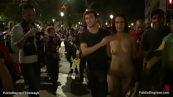 HD Petite brunette European slut Samia Duarte is tied by master James Deen and mistress Princess Donna Dolore and walked naked and fucked in public streets tehovideot