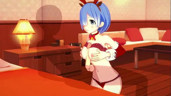 HD Re:Zero Rem rides cock and gets a creampie for Christmas पावर वीडियो