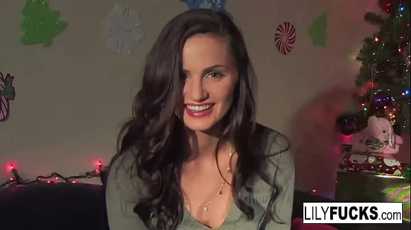 HD Lily tells us her horny Christmas wishes before satisfying herself in both holes power Videos