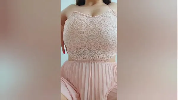 HD Young cutie in pink dress playing with her big tits in front of the camera - DepravedMinx teljesítményű videók